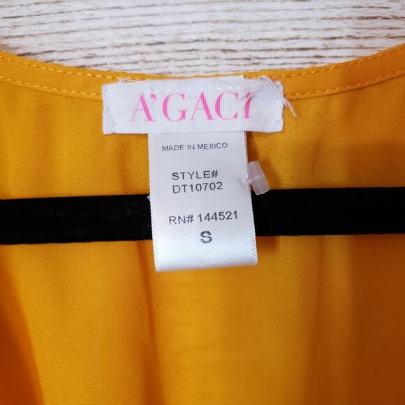 Flowy Fairy Tunic Agaci Mustard Vest Shirt Dress High Low Hem Boho Womens Small - Picture 9 of 10